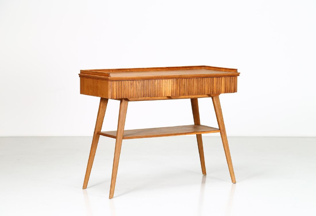 ANONIMO  Oak console table with three drawers, 1930s. (1 of 5)
