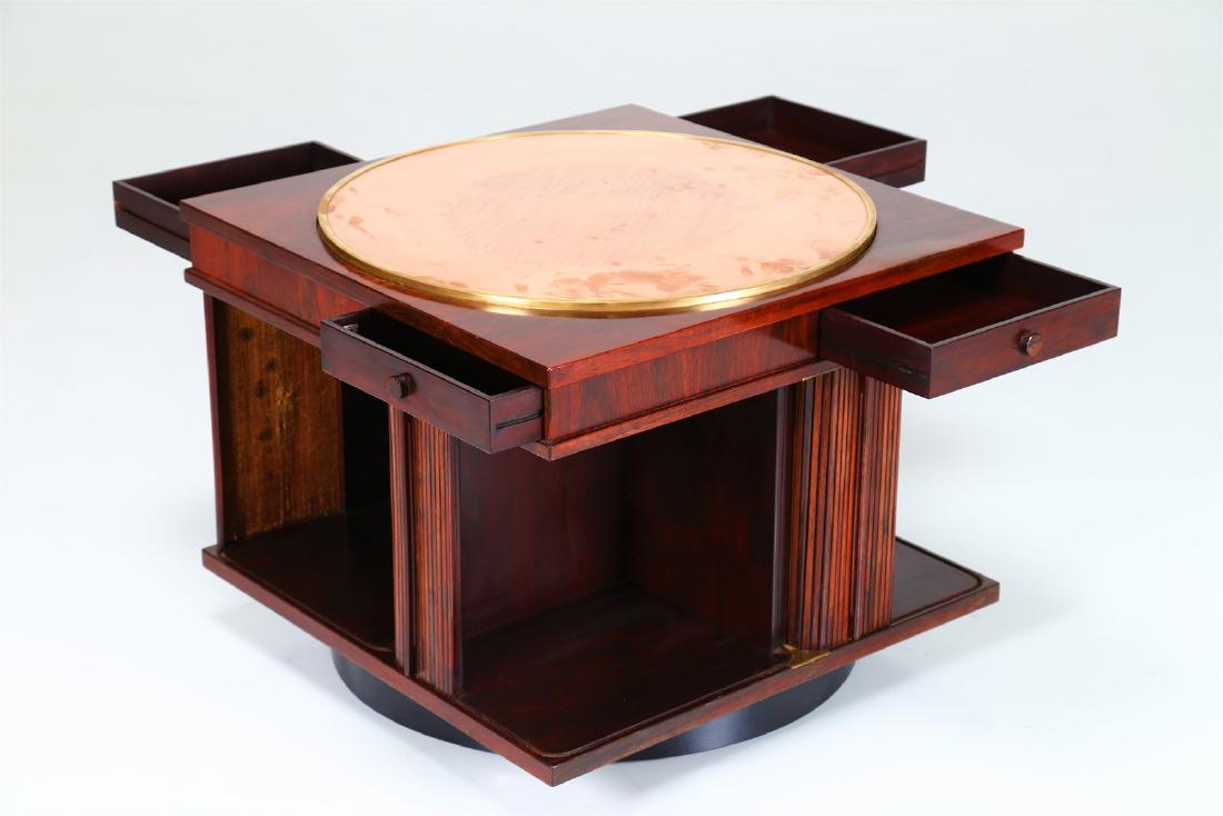 GIANFRANCO FRATTINI Rosewood and brass rotating storage (1 of 5)