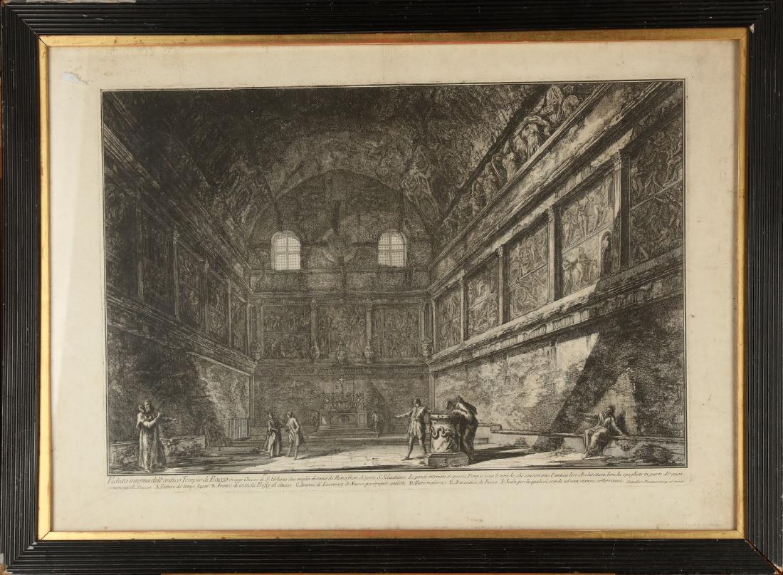 GIOVANNI BATTISTA PIRANESI Veduta interna dell'antico: PIRANESI GIOVANNI BATTISTA (1720 - 1778) Veduta interna dell'antico tempio di Bacco. . Incisione. Cm 70,00 x 50,00. . Cornice presente