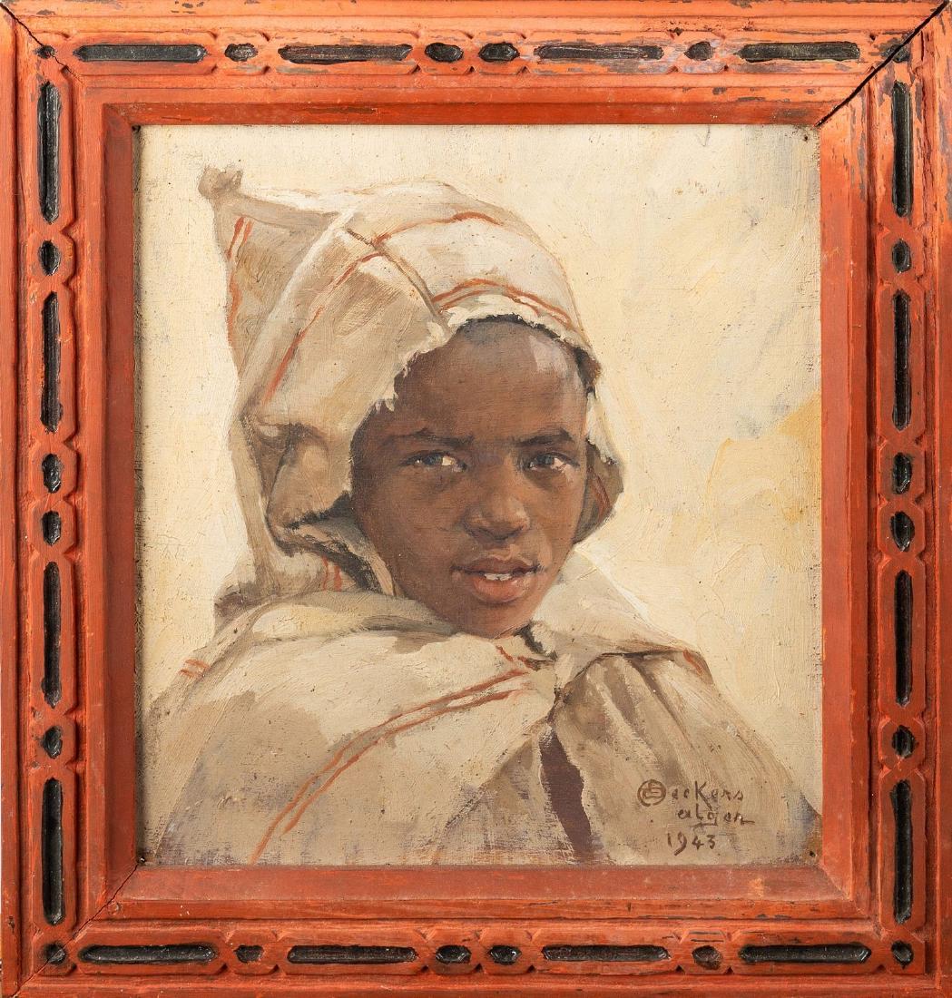 Arte Islamica Emile Deckers (1885-1968)Portrait of a: Islamic Art Emile Deckers (1885-1968)Portrait of a boydated 1943Oil on canvas. . Cm 24,00 x 26,00. Signed and dated lower right . Frame present
