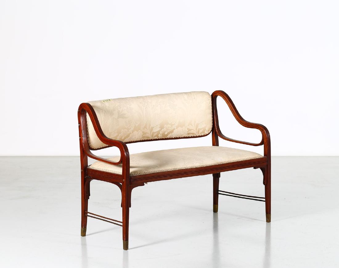 GUSTAV SIEGEL Two-seater wood and fabric sofa, for (1 of 8)