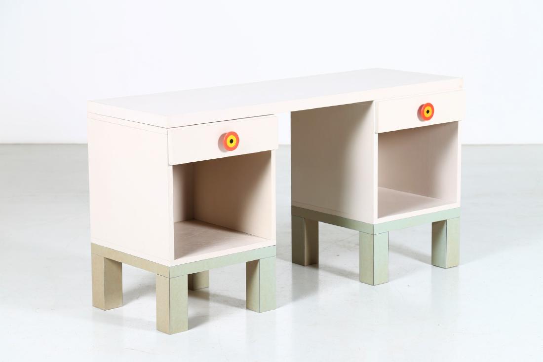 ETTORE SOTTSASS Modular elements, mod. Cubirolo.: Modular elements, mod. Cubirolo. . Cm 135,00 x 71,00 x 45,00. Laminate and painted wood, for Poltronova, 60s.