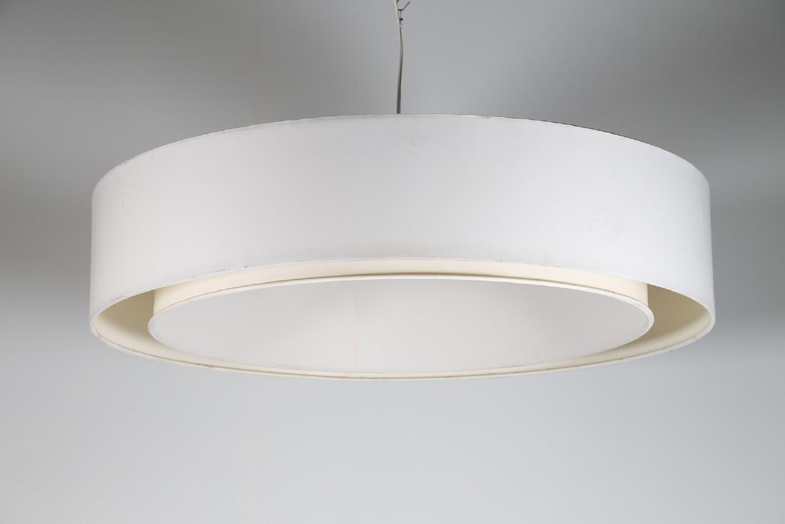 MARCEL WANDERS Pair of ceiling lamps.: Pair of ceiling lamps. Metal and fabric. Cm 150,00 x 31,00 x 150,00. Structure in painted metal rod covered in polyamide fabric and white viscose, mod. Fabric Lamp for Cappellini, 90s.