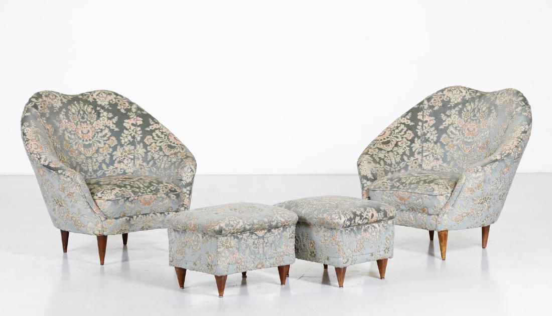 ISA BERGAMO  Pair of armchairs with pouf. (1 of 9)