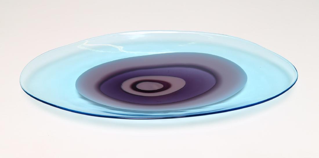 GIANMARIA POTENZA Oval plate.: Oval plate. Murano glass. Cm 51,50 x 5,50 x 27,00. Murano glass with large murrina in the center, for La Murrina, 60s.