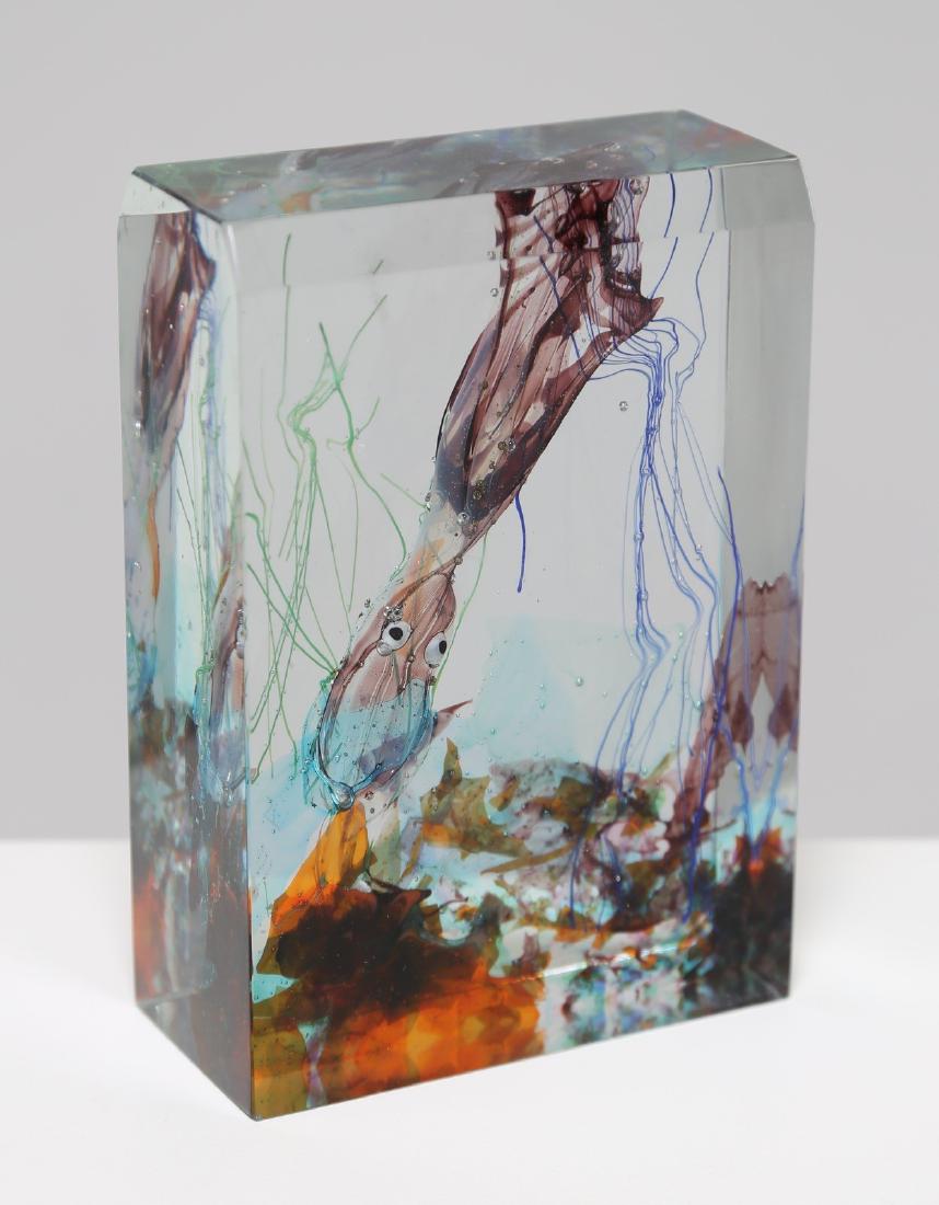 ALFREDO BARBINI Aquarium with cuttlefish and algae.: Aquarium with cuttlefish and algae. Murano glass. Cm 13,50 x 20,00 x 6,50. Murano glass, for Cenedese, 60/70s.