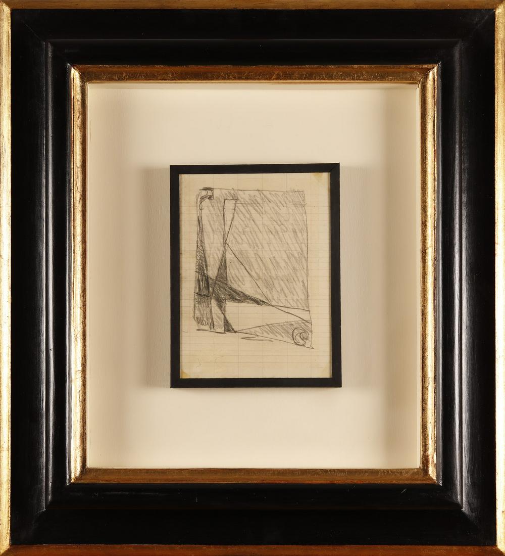 OSVALDO LICINI Untitled.: Untitled. Mixed media on paper. Cm 14,00 x 19,00. At the back Artecentro, Milan label and stamp. Frame present