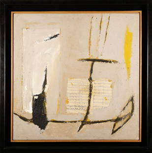 TOMMASO CASCELLA Untitled.: Untitled. 1988. Mixed media on canvas. Cm 90,00 x 90,00. At the back signature, year and La Musa Contemporary Art Gallery, Florence label and stamps. Artist's authenticity certificate on photo. Frame