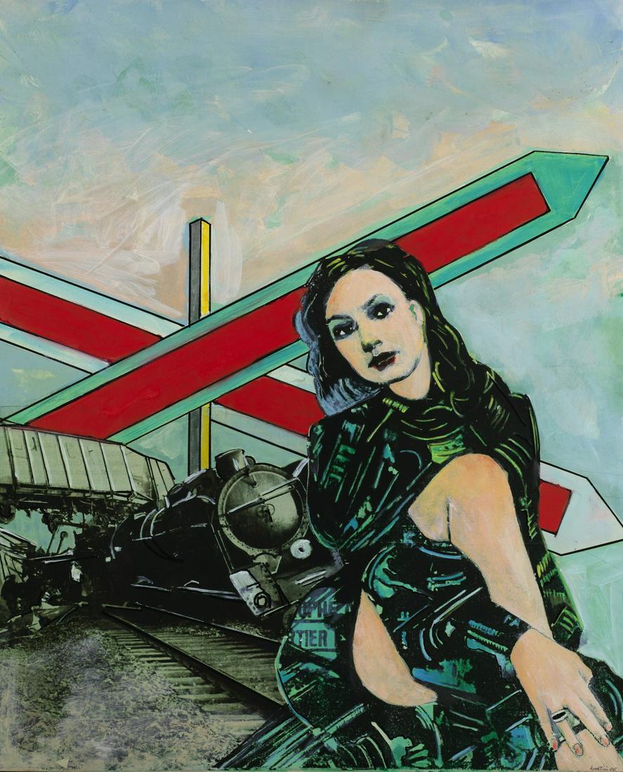 GIANNI BERTINI Untitled (L'attesa di Cibele).: Untitled (L'attesa di Cibele). 2005. Oil on emulsified canvas. Cm 80,00 x 100,00. Signature and year lower right. At the back title, signature and year. Thierry Bertini authenticity certificate on pho