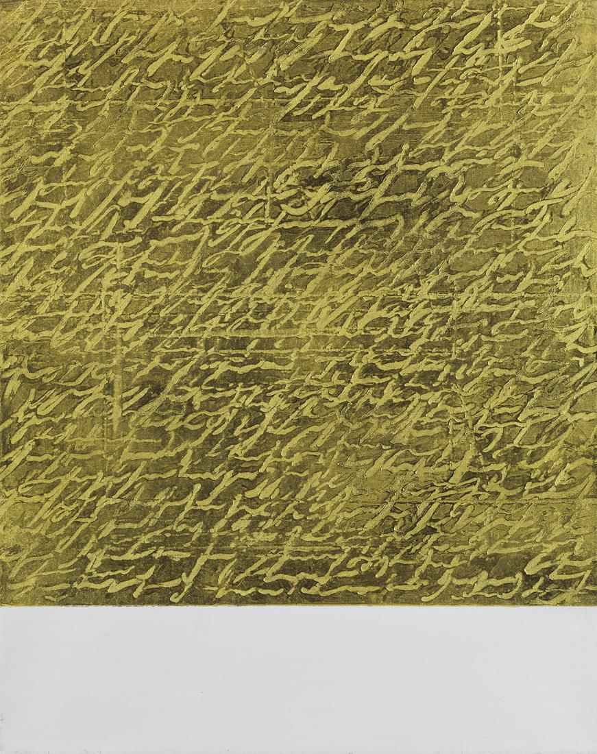 ALFREDO RAPETTI Gold -lilla.: Gold -lilla. 2007. Mixed media on canvas. Cm 40,00 x 50,00. At the back title, signature and year. Artist's authenticity certificate on photo.