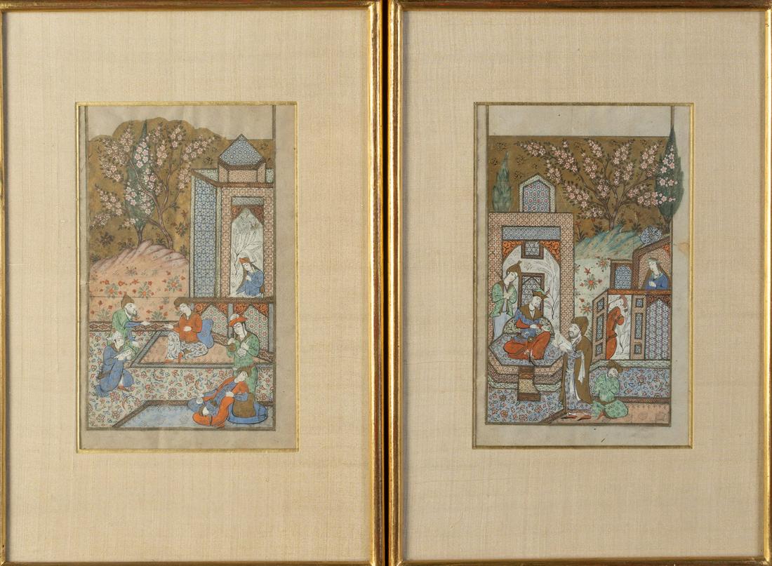 Arte Islamica  A pair of Persian miniature paintings (1 of 4)