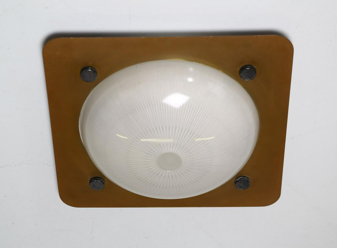 SERGIO MAZZA Applique.: Applique. . Cm 38,00 x 38,00 x 10,00. Brass structure, lacquered metal and opal glass diffuser. 50s.