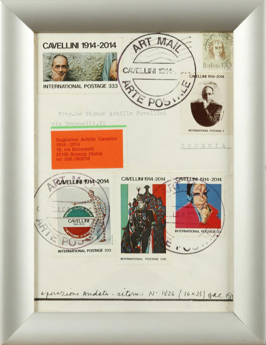 GUGLIELMO ACHILLE CAVELLINI Operazione andata - ritorno: Operazione andata - ritorno n.1326. Mixed media on paper. Cm 16,00 x 23,00. Title lower. Frame present