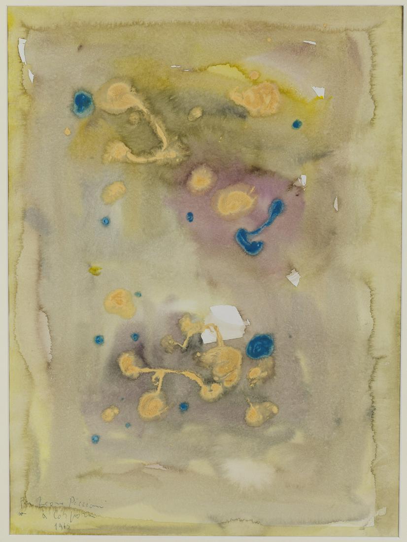 ANTONIO CORPORA Untitled.: Untitled. 1966. Watercolour on paper. Cm 36,50 x 50,00. Signature, dedication and year lower left. Frame present
