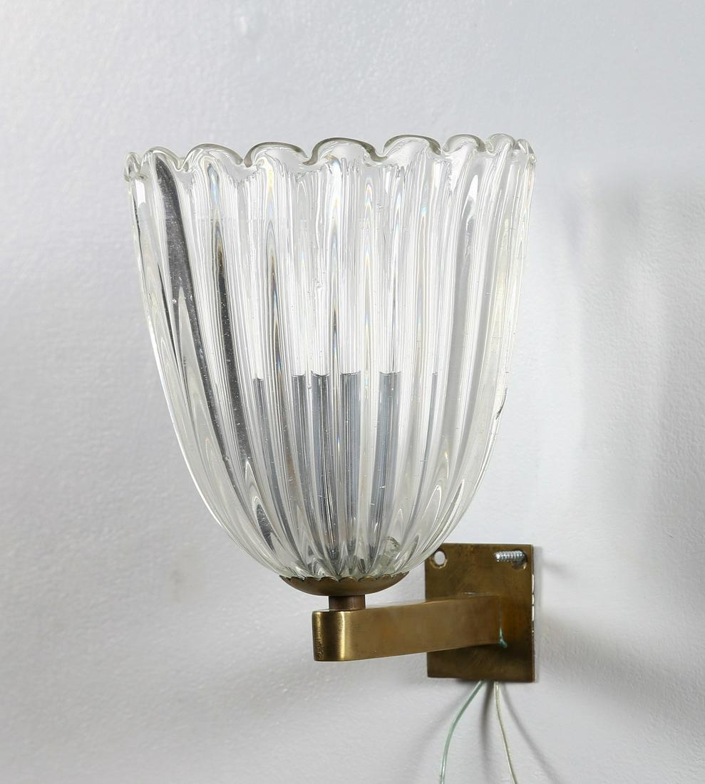 MANIFATTURA ITALIANA Applique.: ITALIAN MANUFACTURE Applique. Brass and glass. Cm 14,00 x 20,00. Glass and brass applique, 40s.