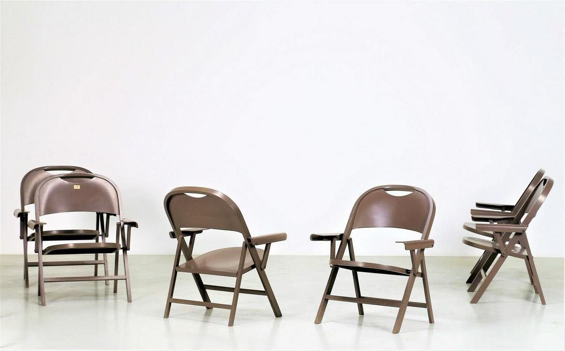 ACHILLE CASTIGLIONI Six folding chairs mod. Ginevra. (1 of 4)