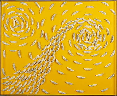 RICCARDO GUSMAROLI Untitled (Il cuore e la spada: Untitled (Il cuore e la spada cap.2). 2019. Mixed media and applications on canvas. Cm 55,00 x 45,00. At the back title and signature. Gusmaroli Archive's authenticity certificate on photo. Within ple
