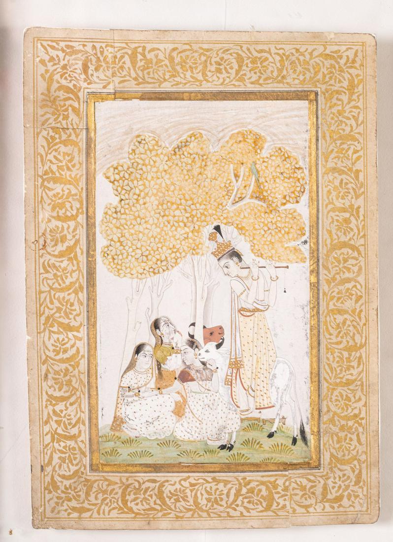 Arte Indiana  A miniature painting depicting Krishna (1 of 2)