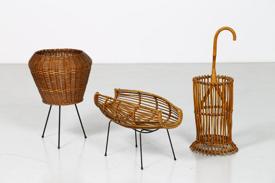 MANIFATTURA ITALIANA  Group of three wickers: umbrella (1 of 5)