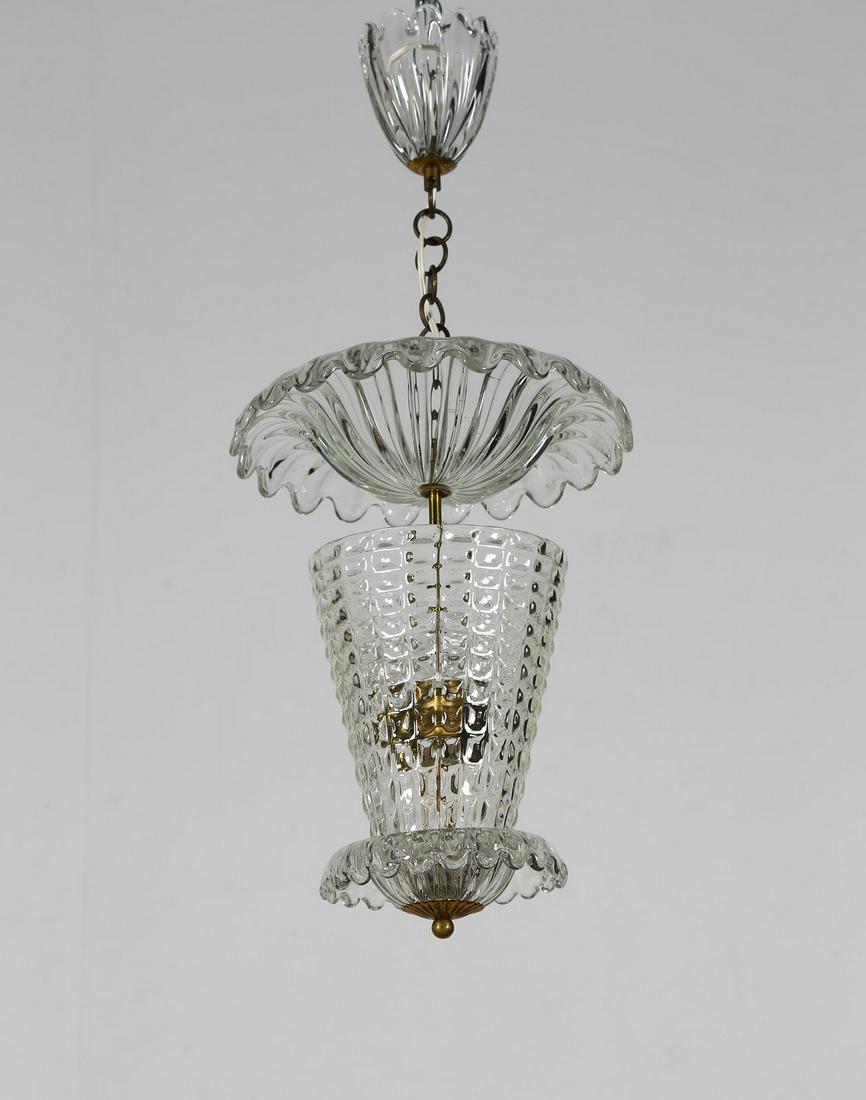 ARCHIMEDE SEGUSO Ceiling light, 40s.: Ceiling light, 40s. Murano glass and brass.. Cm 30,00 x 70,00 x 30,00.