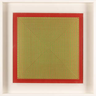 ALBERTO BIASI Project S1.: Project S1. 1970. Double silkscreen print on transparent PVC and card.. Cm 47,50 x 47,50. 84/100. Edition, title, signature and year lower in pencil. Editor: Giuseppe Strno, Padova.. Frame present
