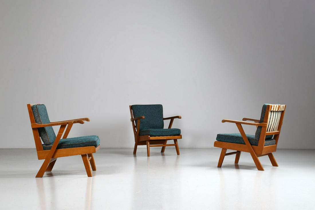 MANIFATTURA ITALIANA   Three armchairs, 50s. (3). (1 of 1)