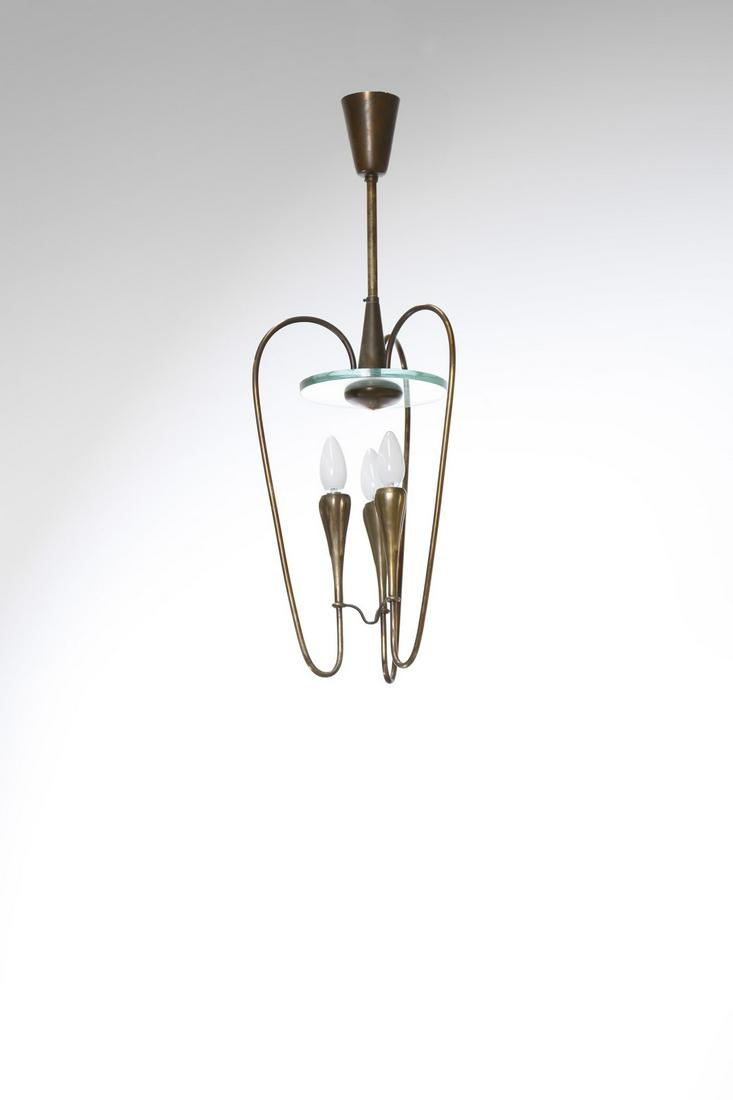 MANIFATTURA ITALIANA Ceiling light, 50s.: ITALIAN WORK Ceiling light, 50s. Brass and cut crystal.. Cm 27,00 x 77,00 x 27,00. 1897
