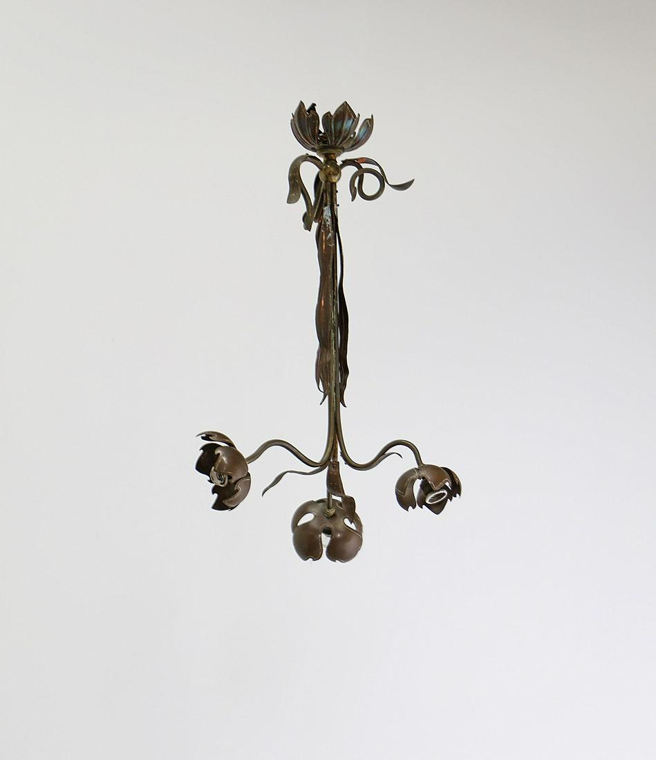 MANIFATTURA ITALIANA Ceiling light, 50s.: ITALIAN WORK Ceiling light, 50s. Embossed copper.. Cm 58,00 x 80,00.