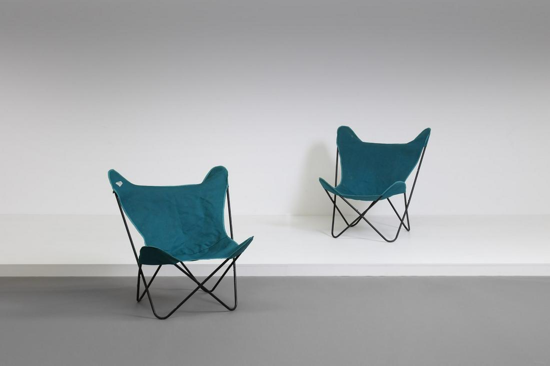 ANTONIO BONET, JUAN KURCHAN, JORGE FERRARI HARDOY Pair: Pair of B.K.F. chair, 1938. Lacquered metal and fabric.. Cm 88,00 x 92,00 x 79,00. 1885