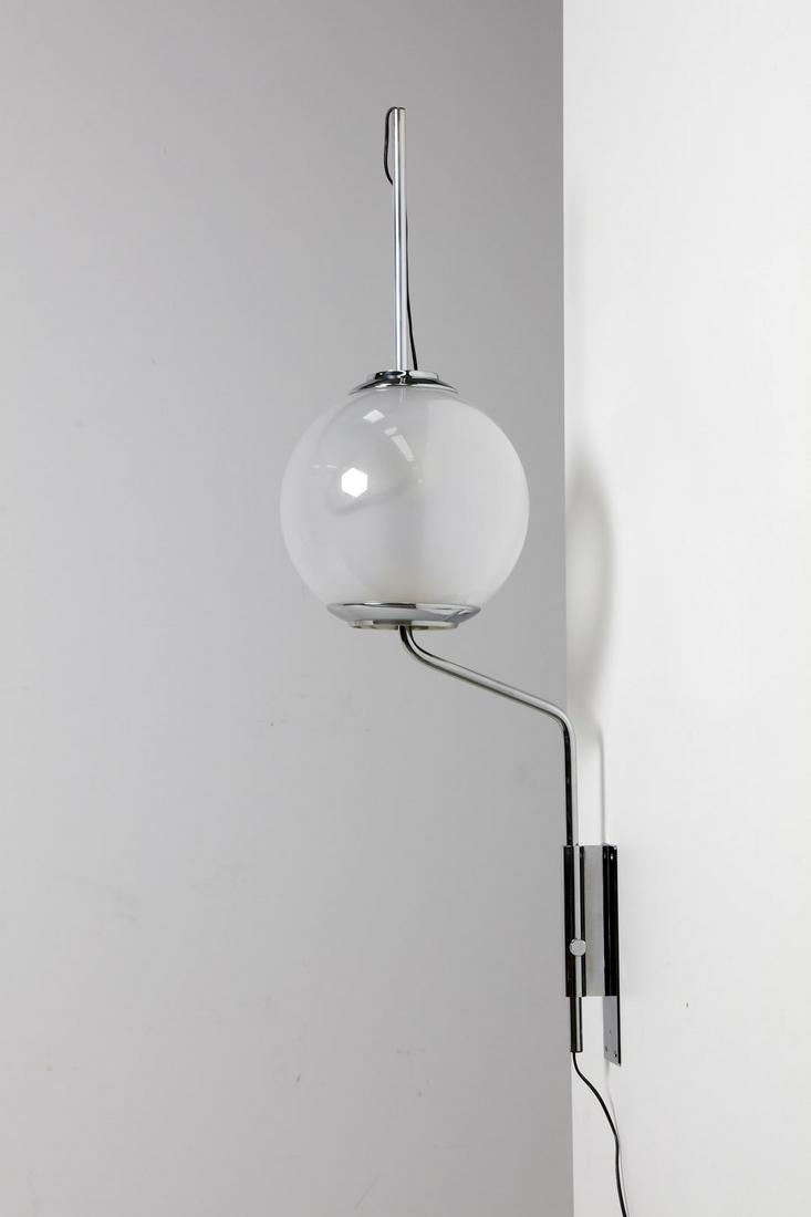LUIGI CACCIA DOMINIONI LP11 wall light, Azucena: LP11 wall light, Azucena production, 1958. Chromed metal and white opal glass.. Cm 30,00 x 115,00 x 35,00. Literature: Giuliana Gramigna, Repertorio 1950/1980, Milano, 1985, p. 129