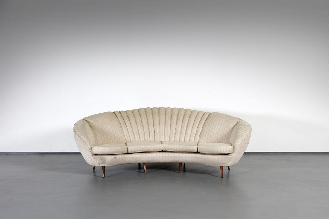FEDERICO MUNARI 50s sofa.: 50s sofa. Wood and padded fabric.. Cm 240,00 x 85,00 x 120,00.