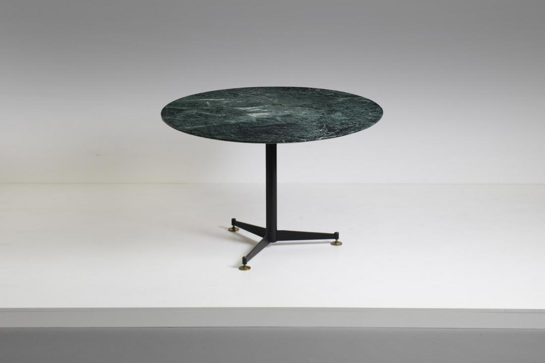 MANIFATTURA ITALIANA Table, 50s.: ITALIAN WORK Table, 50s. Painted metal, brass and marble.. Cm 116,00 x 74,00.