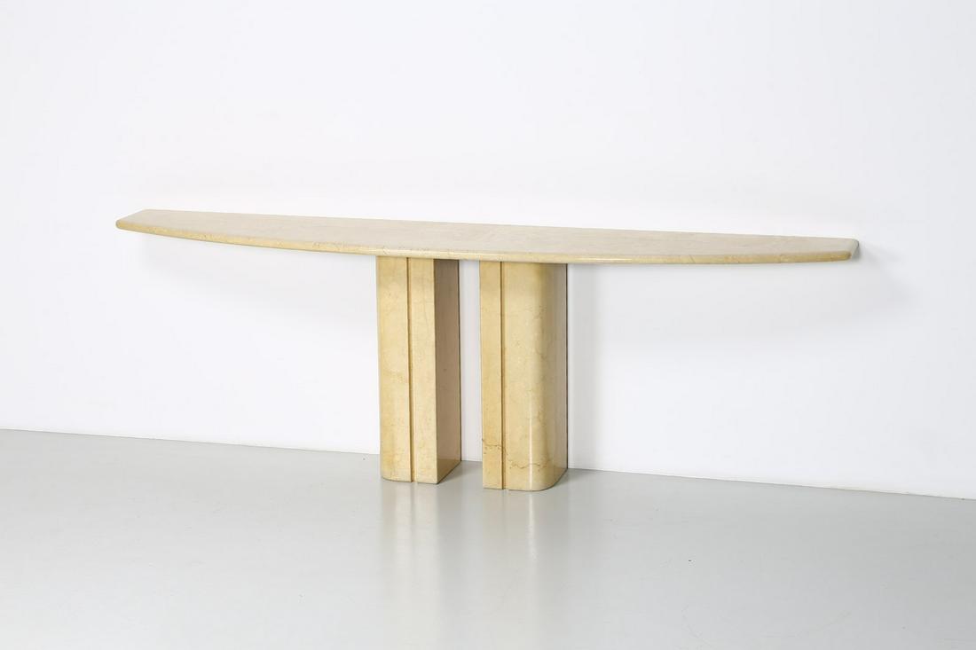 MANIFATTURA ITALIANA Large console, 80s.: ITALIAN WORK Large console, 80s. Marble. Cm 220,00 x 75,00 x 40,00.