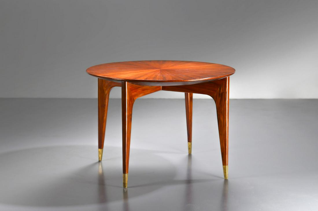 GIO PONTI Giordano Chiesa production for Singer table,: Giordano Chiesa production for Singer table, 1950s. Rosewood and brass.. Cm 110,00 x 78,00 x 110,00. Certificate by Archivio Gio Ponti (Milan).