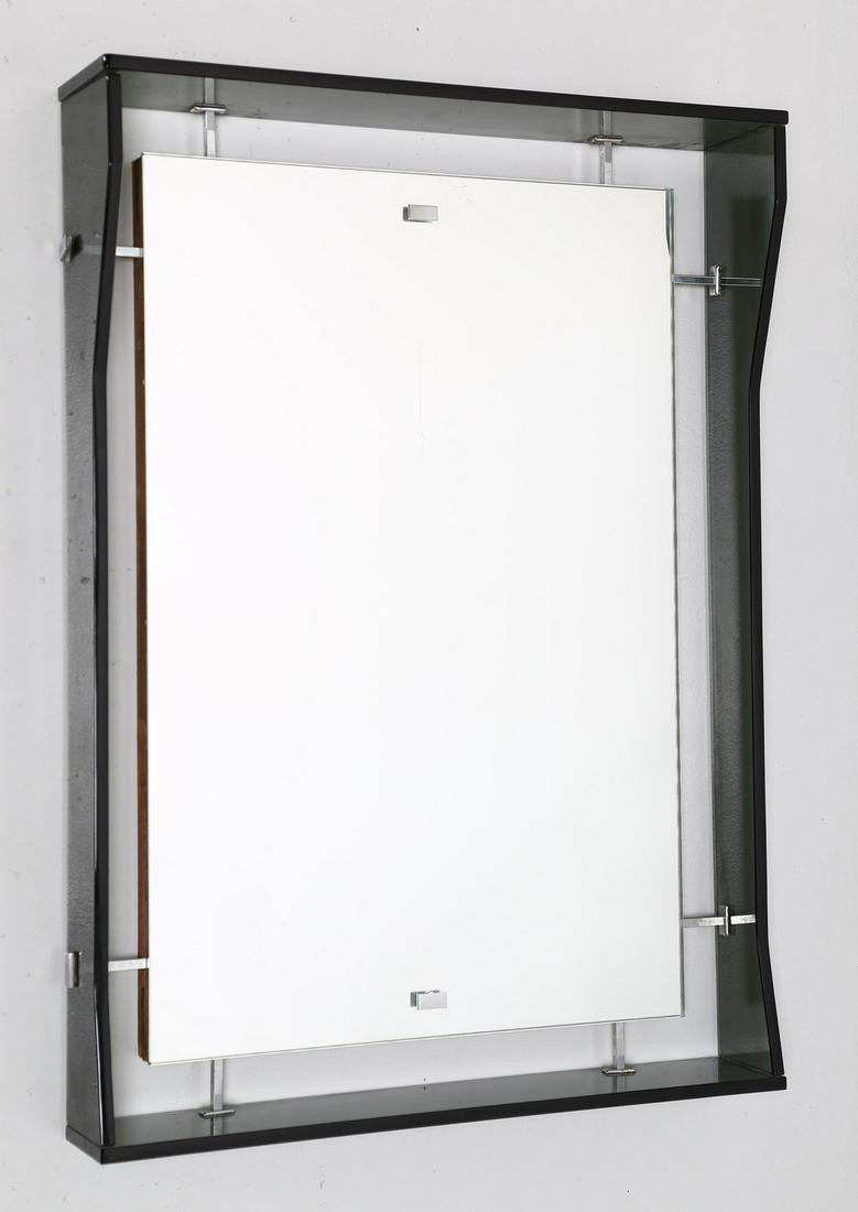 VECA Mirror, 1960s.: Mirror, 1960s. Mirror glass, cut crystal and chromed metal. Cm 57,00 x 75,50 x 11,50.