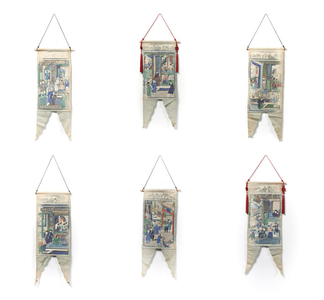 Arte Cinese  Group of six scrolls advertising pieces of (1 of 13)