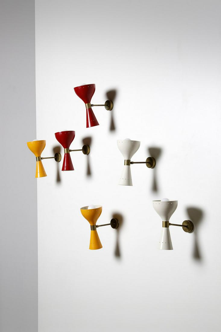 MANIFATTURA ITALIANA   Six wall lamps, 1950s. (1 of 2)