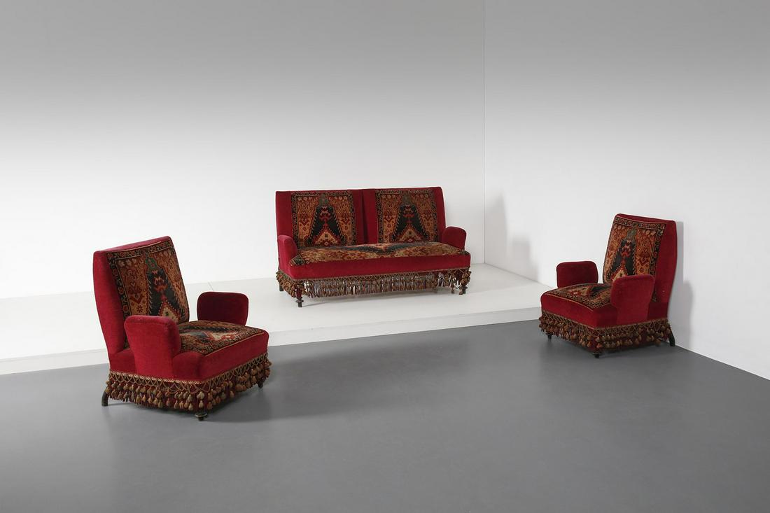 MANIFATTURA ITALIANA   Sofa and pair of armchairs, (1 of 1)