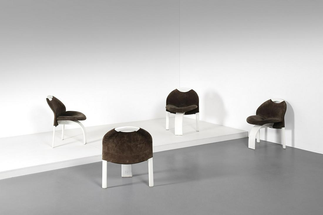 GIOVANNI OFFREDI Four ABS chairs, Saporiti production, (1 of 4)