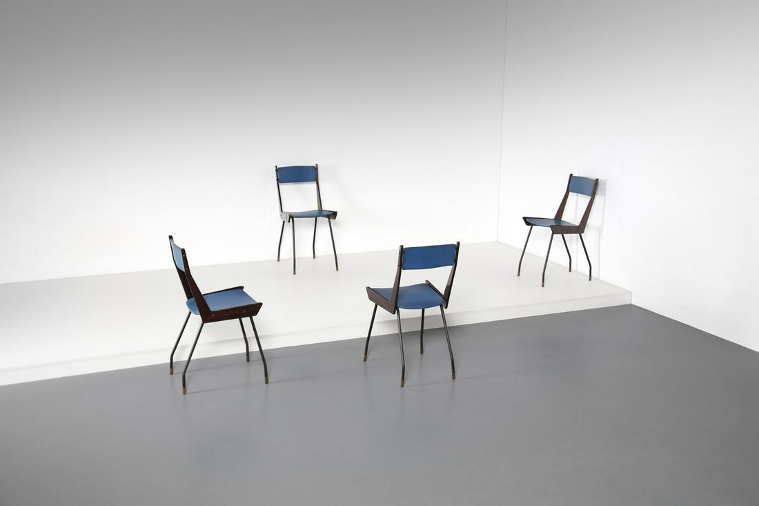 CARLO  RATTI Four 1950s chairs. (1 of 2)