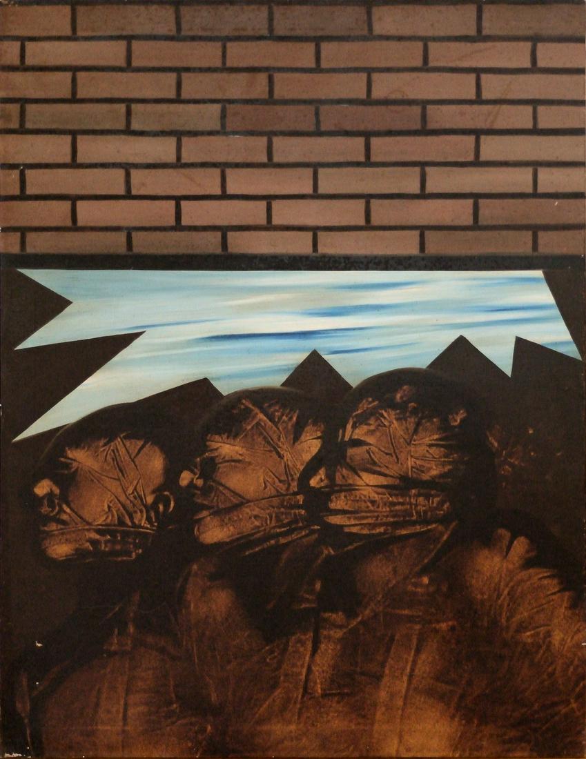 ANTONIO RECALCATI Down Town N.Y.: Down Town N.Y. 1965. Oil on canvas . Cm 76,00 x 100,00. Signed, dated, titled on the back.