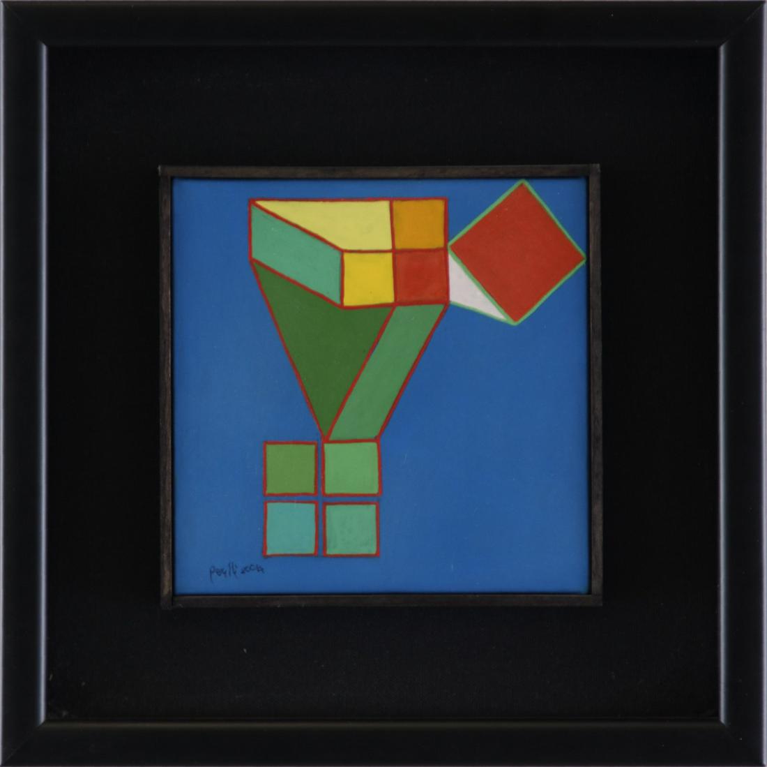 ACHILLE PERILLI Untitled (Cifra).: Untitled (Cifra). 2004. Enamel on canvas. Cm 20,00 x 20,00. Signature and year lower left. At the back title, signature and year. Artist's authenticity certificate on photo. Publication: Achille Peril