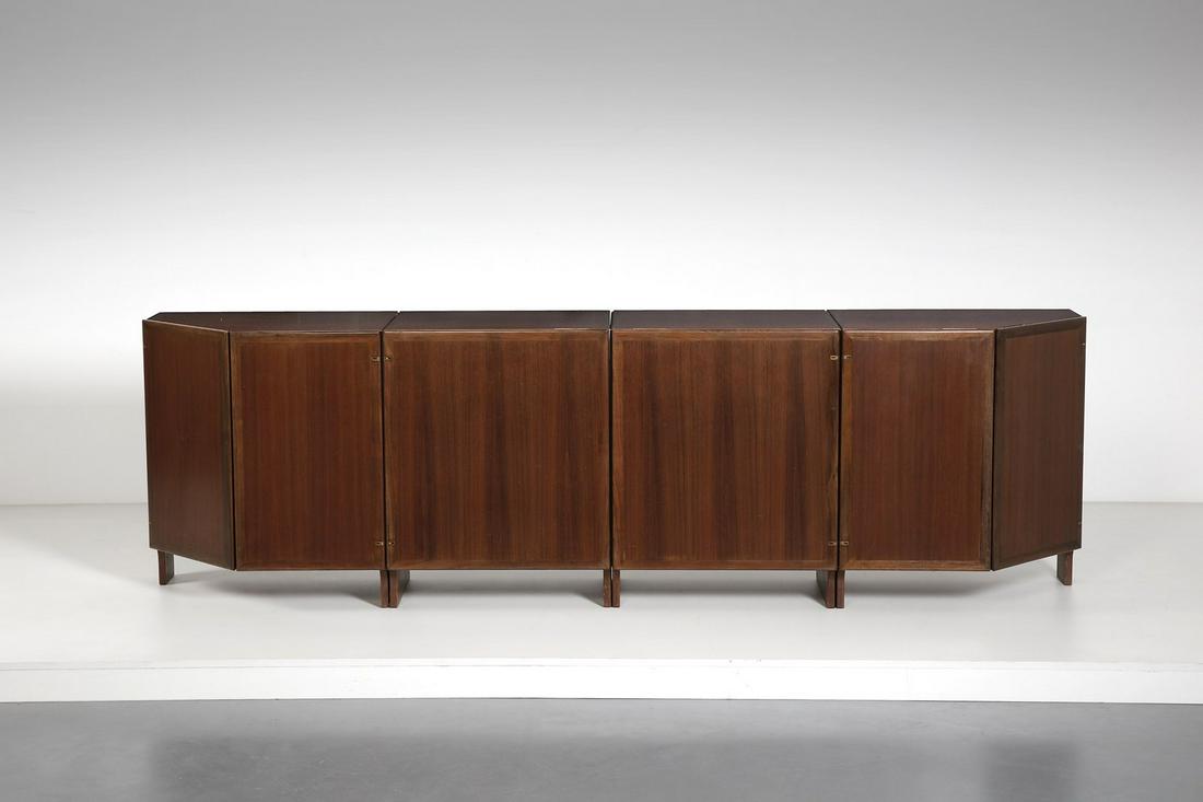FRANCO ALBINI Storage units MB47-MB48 produced by: Storage units MB47-MB48 produced by Poggi. 1968. Rosewood.. Cm 260,00 x 78,00 x 47,00. Literature: Gramigna G., Repertorio 1950/1980, Mondadori, 1985, P. 197