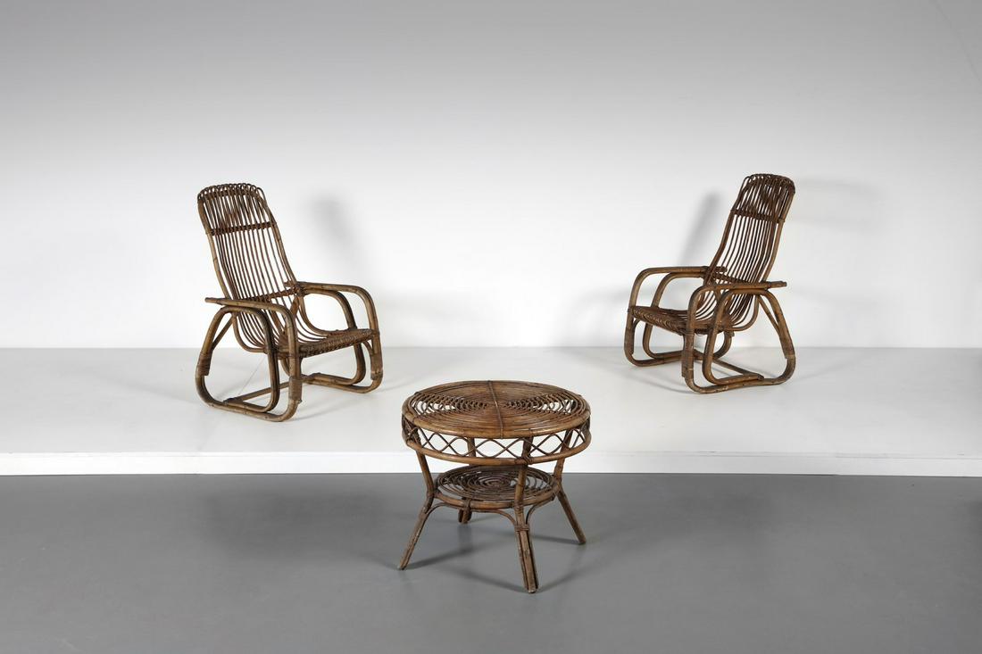 MANIFATTURA ITALIANA   Two armchairs and coffee table. (1 of 3)