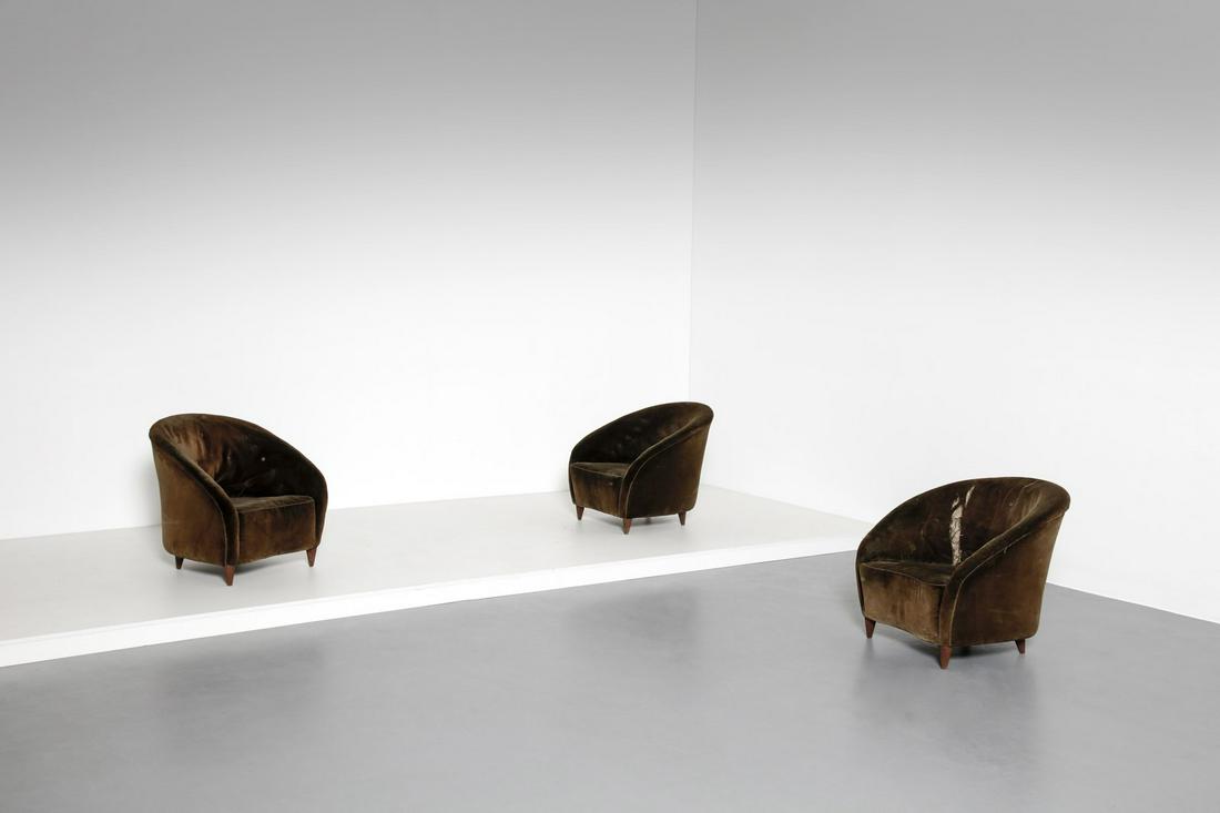 GIO PONTI attributed. Three  armchairs. (1 of 3)