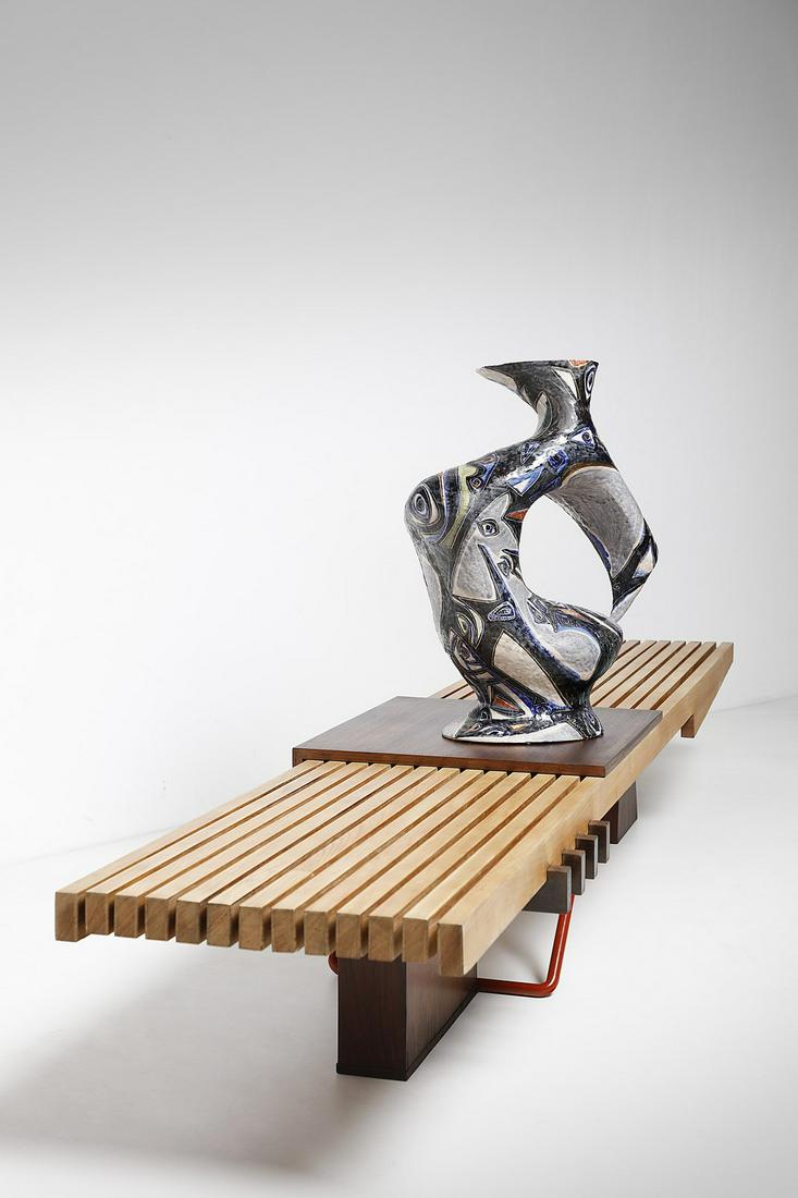 SALVATORE MELI Grande scultura.: SALVATORE Grande scultura. 1955. Ceramica policroma. Cm 48,00 x 65,50 x 24,00. Roma, firma e data.