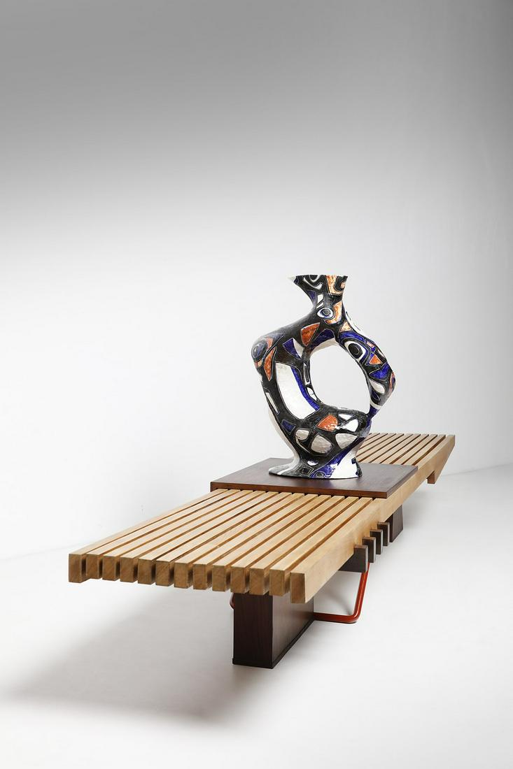 SALVATORE MELI Grande vaso.: SALVATORE Grande vaso. 1953. Ceramica policroma. Cm 46,00 x 62,50 x 28,00. Roma, firma e data.