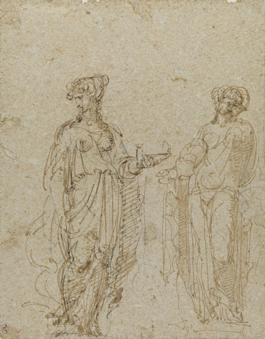 FELICE GIANI Study of figures.: Study of figures. Mixed media on paper. Cm 24,50 x 31,00. Stamp lower left.