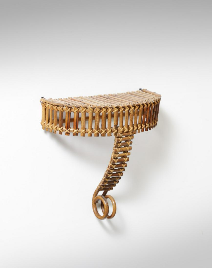 MANIFATTURA ITALIANA Hanging console.: ITALIAN WORK Hanging console. Wicker.. Cm 52,00 x 51,00 x 25,00. 1960s.