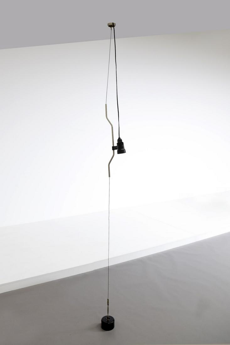 ACHILLE CASTIGLIONI Parentesi standard light, Flos: Parentesi standard light, Flos production. 1971. Painted aluminum and chromed metal. Cm 18,00 x 236,00 x 13,00. Literature: Domus n. 640, June 1983, p. 109